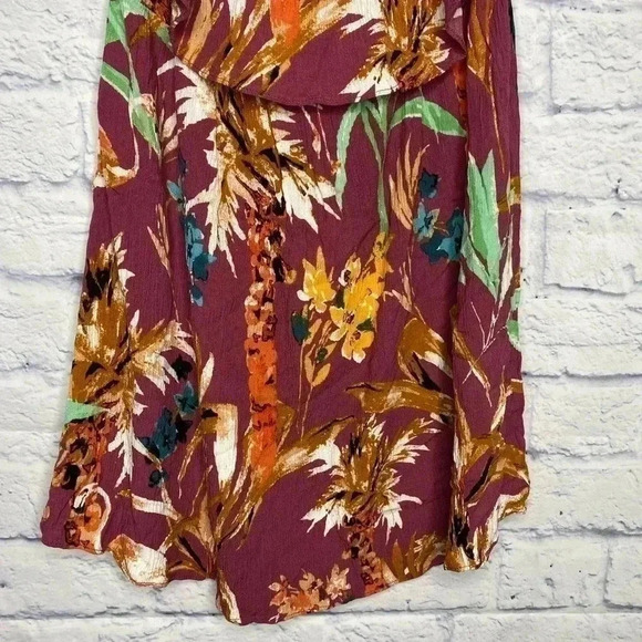 Express Gauze Botanical Floral Ruffled Tube Mini Dress - Picture 4 of 7